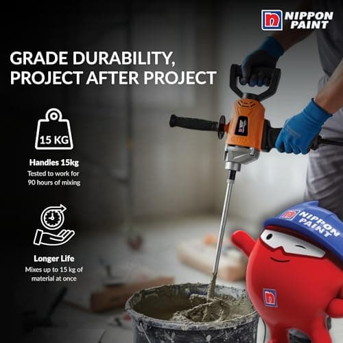 Nippon Paint Sumo Star Economy Putty Mixer | 800W Professional Mixing Tool | Variable Speed 0-630 RPM, 220-240V| for Paint, Mortar, Plaster & Adhesive | Heavy Duty Construction Mixer 4