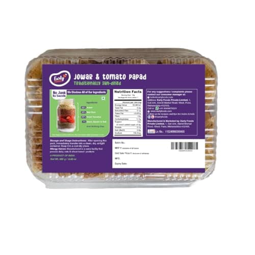 Early Foods - Jowar Tomato Papad | Sorghum Papad | Millet Crisps | No Artifical Flavours, No Preservatives Fryums 100g 2