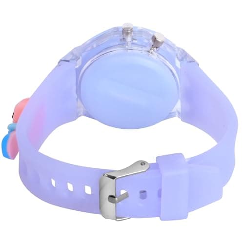 GOLDENIZE FASHION Analog Multicolour Glowing Disco Light Dial Watch for Boys & Girls 3D Cute Cartoon Analog Watch for Girls-Boys Kids Combo of 2 (Lavender) 4