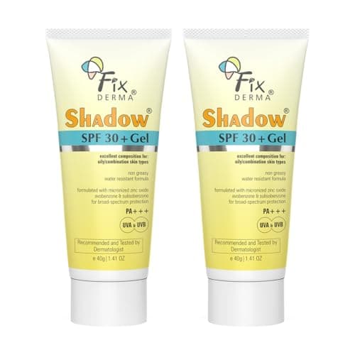 Fixderma Shadow Sunscreen SPF 30+ Pa+++ Gel For Oily Skin | Lightweight, Water Resistant, No White Cast | Broad Spectrum Sunscreen Gel For UVA & UVB Protection | Women & Men | 40gm (Pack of 2)