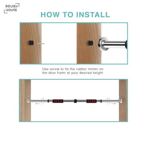 Roughhouse Pull Up Bar for Home Workout | No Screw Doorway Chin Up Bar | 100 KG Capacity | Adjustable 62–82 CM | Height Increase Bar for Men, Women & Kids | Anti-Skid Foam Grip 3