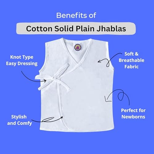 NAVTARANG Pure Cotton Clothes for New Born Baby Clothes 0-3 Months, Soft & Comfortable Babt Vest, for Boys & Girls, Pack of 1, New Born Baby Essentials 4