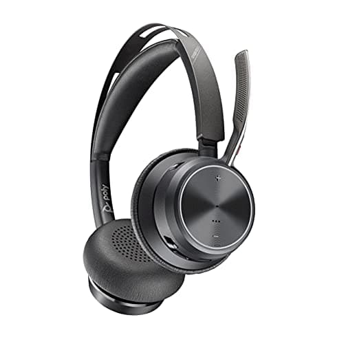 Plantronics Poly-Voyager Focus 2 Office Usb-A ()-Dual-Ear (Stereo) Bluetooth Headphones With Boom Mic-Usb-A Pc/Mac/Desk Phone Compatible-Active Noise Canceling-Works With Teams, Zoom & More-On Ear