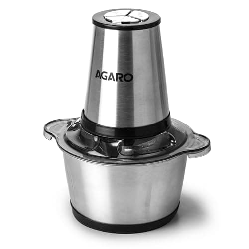 AGARO Delite Vegetable & Meat Chopper for Kitchen, Garlic Peeler, Egg Whisker, 2L Bowl, 400W Motor, 3 Speed Settings, Meat Grinder, Vegetable Mixer, Stainless Steel Body, Onion, Garlic, Fruits.