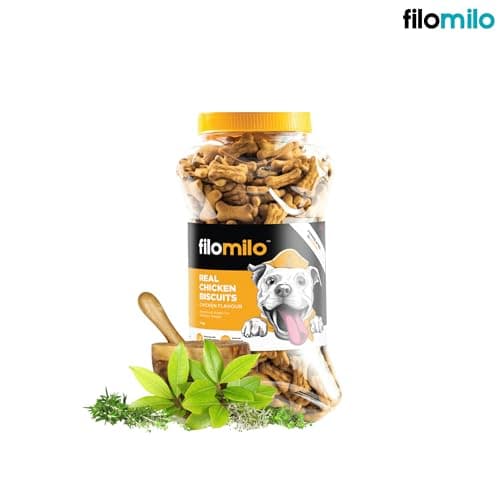 Filomilo Ayurvedic Dog Biscuits with Brahmi & Ashwagandha | Real Chicken Flavour | Boosts Immunity & Brain Health | Made in India | 500 g | for All Breeds 4