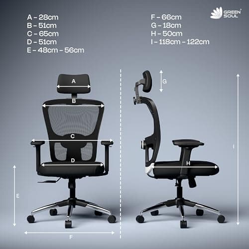 Green Soul Jupiter Superb | Ergonomic Mesh Office Chair for Work | 3 Year Warranty | Multi-Lock Synchro Tilt Recline Mechanism | 2D Armrest | Adjustable Lumbar | High Back | Black 2
