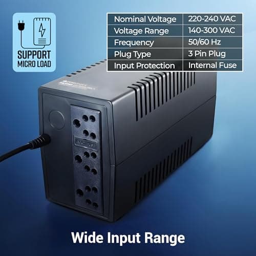 ZEBRONICS MLS755 Line Interactive UPS System, 600VA / 360W, Microcontroller Based, Supports Micro Load, Go to Power Backup & Protection for Home Office, Desktop PC, Routers & Home Electronics, Black 2