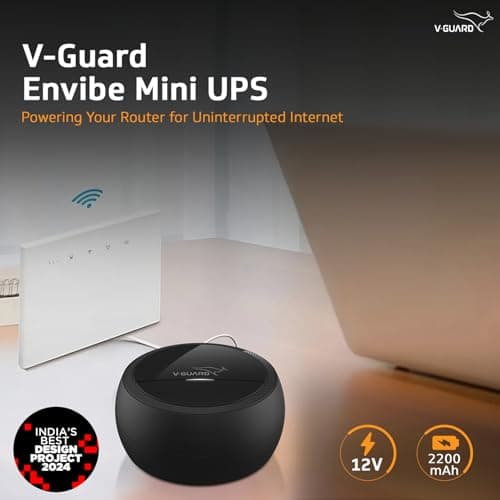 V-Guard Envibe Router UPS | 4-5 Hours of Uninterrupted Internet Connectivity | Mini UPS for 12 V Wi-Fi Router | for WiFi Router, Intercom, Set-Top Box, Alexa, and Mini Camera | 1 Year Warranty 2