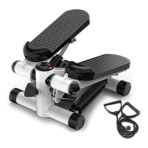 Portable 2-in-1 Mini Stepper Machine with Adjustable Resistance Bands, LCD Monitor,Legs, Thighs, Waist,Tone Your Buttocks, Cardio Exercise and 2 Bungee Cords for Home/Gym Workouts for All.