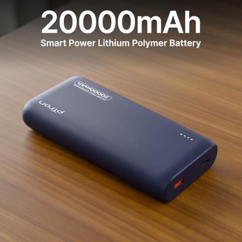 pTron 20000mAh Powerbank w/ 22.5W Fast Charging, USB & Type C Output, Built-in Cables, Compatible w/Power Delivery, Quick Charge for iPhone, Android Mobile & Tablets, Dynamo Storm (Indigo Blue) 3