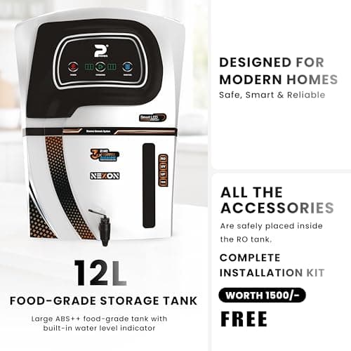 Proven Nexon White Water Purifier – RO + UV + UF with Copper, Zinc, Alkaline Technology, LED Indicators 12L Storage, TDS Adjuster, Made in India, ISI | 12 Stage Purification -1 Year Warranty 5