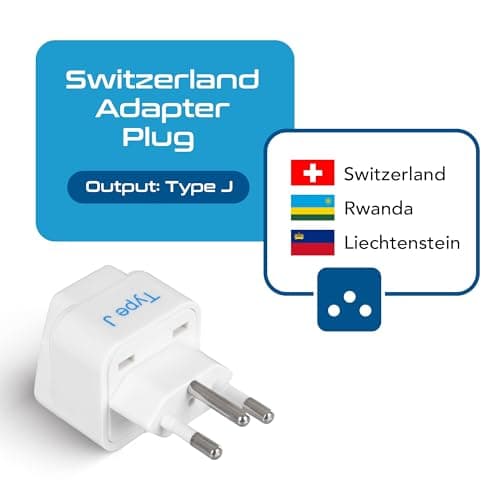 Ceptics India to Switzerland, Rwanda, Liechtenstein (Type J) Travel Adapter Plug - CE Certified - RoHS Compliant - 2 Pack (GP-11A-2PK) 2