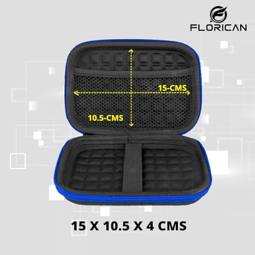 FLORICAN External Hard Drive Case Shell 2.5-Inch Hard Drive Portable Storage Organizer Bag for Earphone USB Cable Mobile Charger Hard Disk - Double Padded WD Seagate Sony Dell Toshiba 5