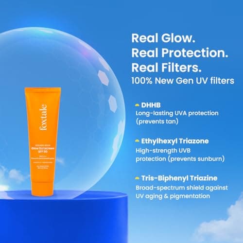 Foxtale Glow Sunscreen SPF 50 PA++++ with Vitamin C & Niacinamide, In-Vivo Tested, Sensitive-Skin Friendly, Made with 100% New-Gen Filters, Lightweight, Non-Greasy, No White Cast |For Men & Women| All 5