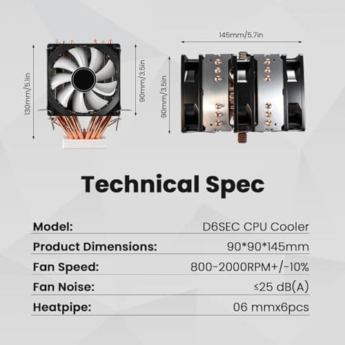 ZORBES® Triple Fan CPU Air Cooler with 6 Heat Pipes, 3×120mm ARGB Fans, High Performance Tower Cooler for Intel LGA 115X/1200/1700/1851 & AMD AM4/AM5, RGB PC Cooling System 2