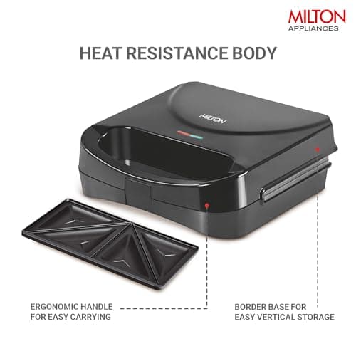 Milton Sandwich Maker HSM011, Sandwich Griller and Toaster, 750 Watt Sandwich Maker Electric Griller for Home, Non Stick Coated Dual Grill Sandwich Plates for Sandwiches, 2 Year Warranty, Black 4