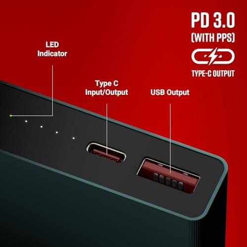 ZEBRONICS EnergiTank 10MR1, Metal Power Bank, 10000 mAh, 22.5W Super Fast Charging PD 3.0 (PPS), Sleek & Stylish, Type C & USB Port, LED Indicator, for iPhone, Android, Tablets, Airpods (Olive) 3