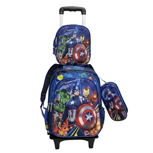 @Venger Rolling Backpack for Girls, 17-Inch Wheeled School Bag with Pencil Case, Detachable Kids Trolley Roller Bookbag for Elementary, Travel & School, Durable Polyester Trolley Luggage for Kids