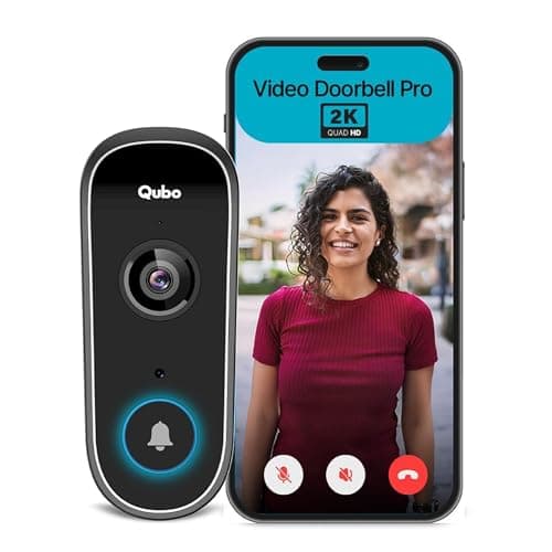 Qubo Smart WiFi Video Doorbell from Hero Group | Instant Phone Visitor Video Call | Intruder Alarm System | 1080P FHD Camera | 2-Way Talk | Alexa & OK Google | Plug and Play AC Chime | Made in India