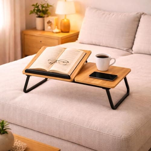 Simplifi Nest Foldable Laptop Bed Desk with Cooling Fan Slot | Adjustable Angle Portable Lap Table | Study & Work-from-Home Desk for Bed, Sofa & Floor