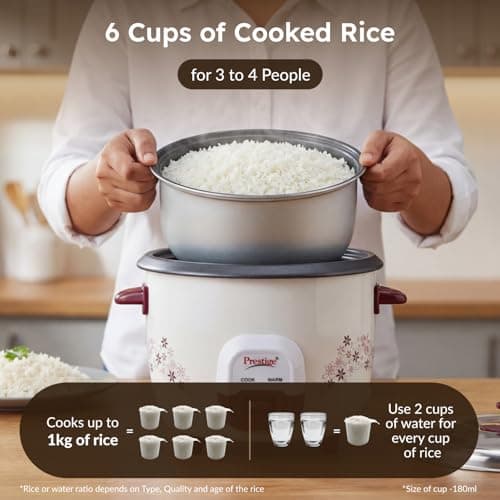 Prestige PRWO 1.8 Liters Red Colour Rice Cooker 4