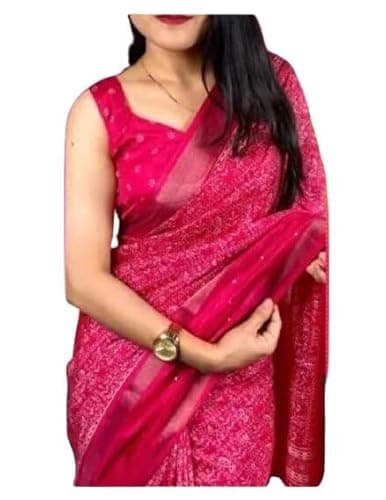 Stylish Ethnic Saree Designer Pattern Celebration Event Lightweight Elegant Flow Look Red