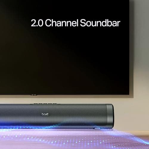 Boat Aavante 2.0 150, 2.0 CH, 16W Signature Sound, RGB LEDs, Dual Full-Range Drivers, Upto 5H Battery, TWS, Multi Ports, Bluetooth Sound bar, Home Theatre Soundbar Speaker (Premium Black) 3