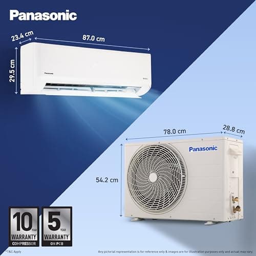 Panasonic 1.0 Ton 5 Star Premium Wi-Fi Inverter Smart Split AC (Matter/MirAIe, AI, DustBuster, 55°C Oper., Copper Condenser, 8in1 Convertible, 4-Way, PM0.1 Filter, CS/CU-NU12BKY5W, 2026 Model, White) 4