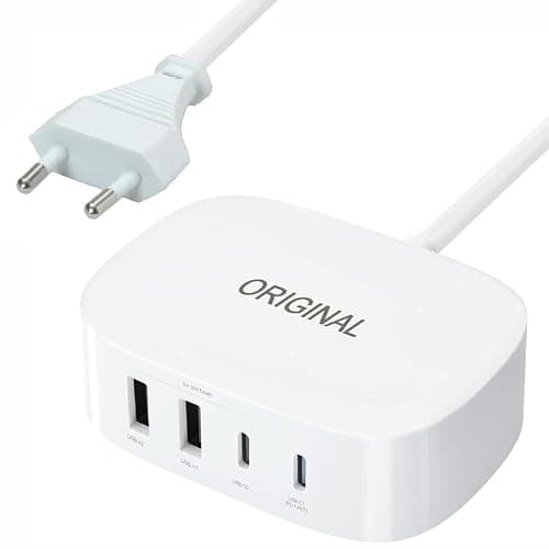 Drumston (15 Years Assured Warranty) 35W USB Charging Station with 4 Ports, 2 USB-A & 2 USB-C Fast Charging Hub, PD Quick Charge Multi Device Charger for Smartphones, Tablets, Earbuds, Smartwatches