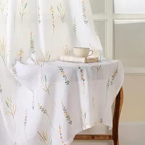 HOMEMONDE Sheer Long Door 9 Feet Curtains Set of 2- Printed Sheer Light Filtering Curtain with Eyelets - (108 Inches, Yellow & Green)