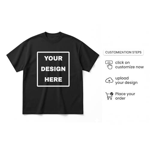BOMBAE TEES Custom T-Shirt for Men and Women, Personalized Oversized Cotton Tshirt with Your Photo or Text Print, Customised Half Sleeve Round Neck Unisex Tee (in, Alpha, 2XL, Regular, Black) 3
