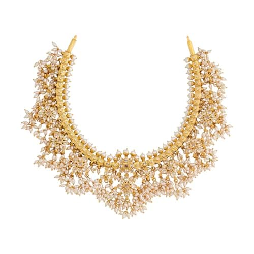 KUSHAL'S Fashion Jewellery white gold polished 92.5 Silver temple necklace, Best for festive & Special Occasion - 452651