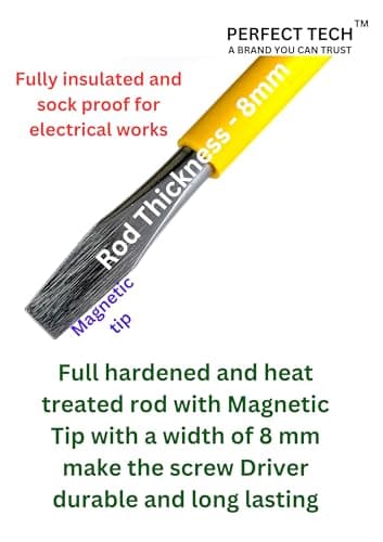 PERFECT TECH 12 Inch Rod (300x8mm) Screwdriver | Steel 2 in 1 Screw Driver | Electrical Works | Hand Tools | Screwdriver Set Tools Kit | Green & Yellow (812) 3