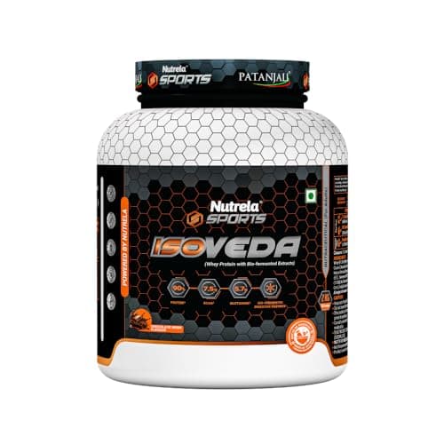 NUTRELA Sports By Patanjali Whey Protein Isolate Powder Chocolate 2kg | 27g Protein Per Scoop, 33 Serving, Fast Absorbing & Easy to Digest, Helps in Muscle Recovery, Vegetarian