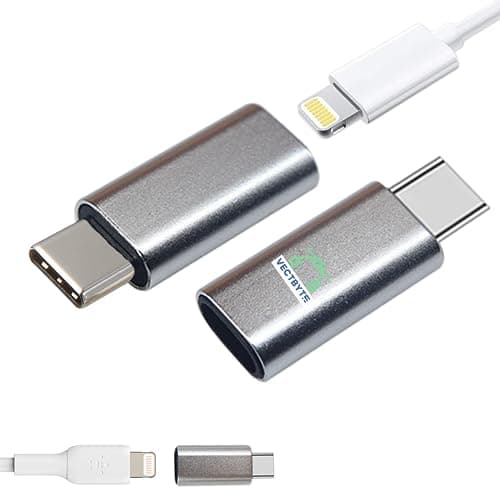 VectByte Lightweight & Sleek Design Lightning Female to Type-C Male Adapter for Charging Devices (2 Pack) with 56K Resistor, for Galaxy S20 Pixel 4, Laptops, Wall Chargers, Power Banks, Camera