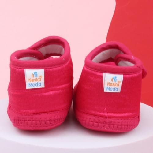 Neska Moda 6 To 12 Months Baby Girls Satin Floral Sandal/Booties (Rani)-BT5206 5