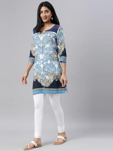 GO COLORS Soft Cotton Stretch Churidar for Women | Breathable, Mid Rise, Full Length, White 3