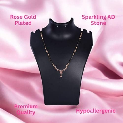 Nilu's Collection Rose Gold Plated Mangalsutra With Black Bead Chain For Women (Style 3) 3
