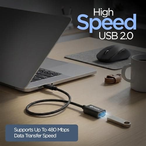 UNIGEN USB Type-C OTG Adapter | USB-C Male to USB-A Female Converter Cable | 480Mbps Data Transfer | Supports 18W Fast Charging | Nylon Braided OTG Connector for Pendrive, Mouse, Keyboard, USB Devices 5