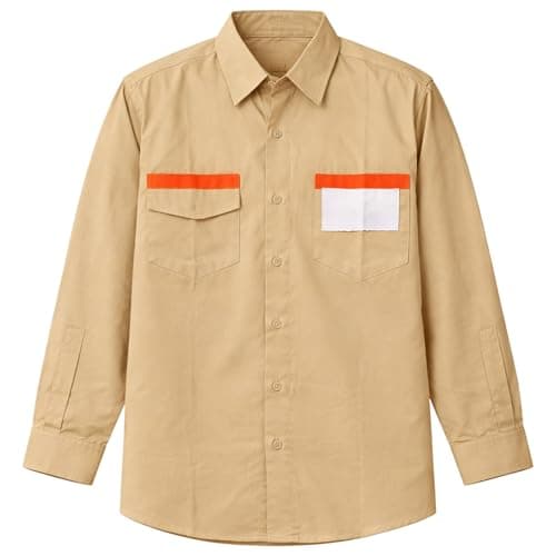 Pragati Textile Men's Indane Uniform for Petrol Pump Ideal Uniform for Workers & Daily Labor Use, Full Sleeves, Khaki in Color (Size - L) 3