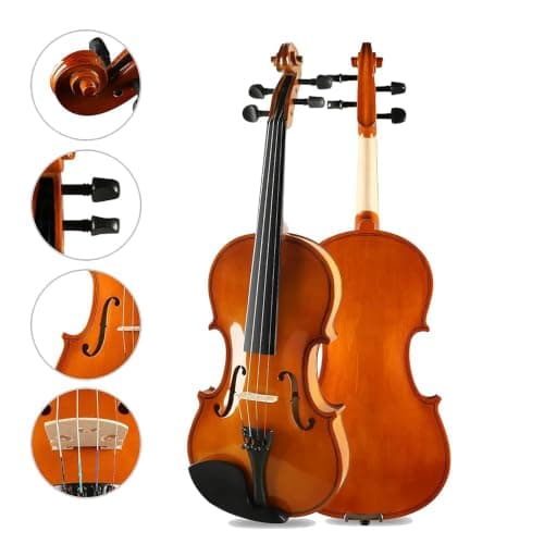 Kadence V001C Vivaldi Violin | 4/4 Full Size with Basswood Body & Brazilwood Bow | Includes Lightweight Hard Case, Bow, Rosin & Learning Course | Brown 3