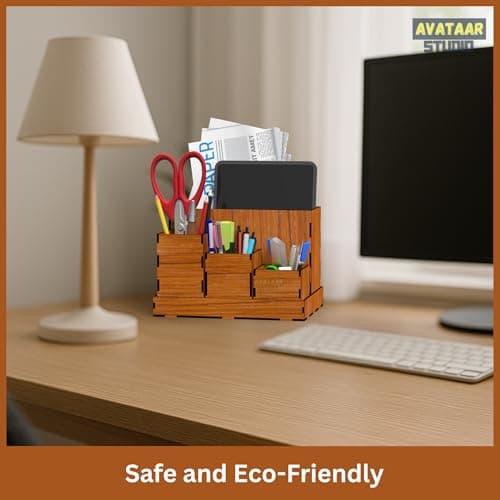 Desk Organizer with 4 Compartments Stylish Table Organizer for Office Desk Storage Box for Stationery and Accessories Unique Corporate Gift 4