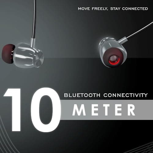 JGD Boom T2 Bluetooth Earphones with 13mm Drivers, Rich Music Experience, 25 Hours Playtime, Type C Fast Charging, Neckband Earphones with Magnetic earpiece,Voice Assistant and Mic (Grey) 5