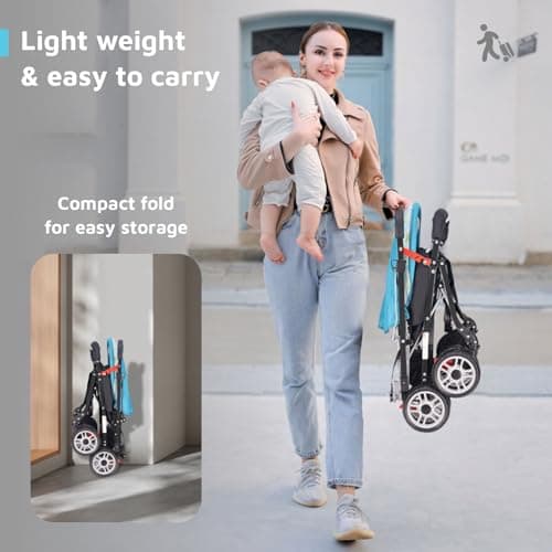 R for Rabbit Lollipop Lite Baby Stroller for 0 to 3 Years with 5 Point Safety Harness | Reversible Handlebar | Cushioned Seat with 3 Level Seats Recline/Lightweight Pram for Kids (Blue Abstract) 3