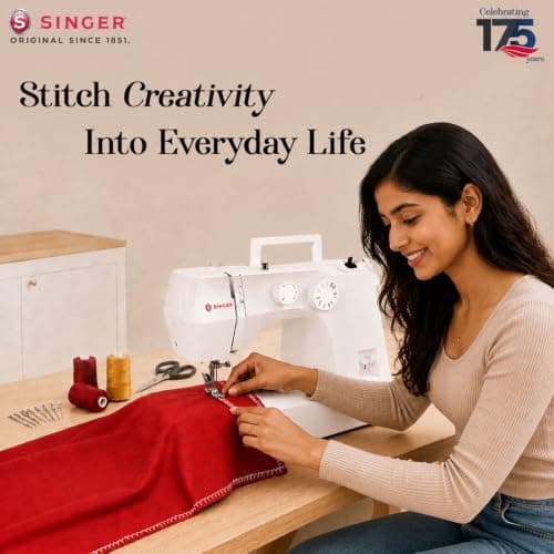 SINGER 1410 Automatic Zig Zag Sewing Machine Electric | Tailoring Machine for Stitching | 10 Built-In Stitches & 22 Stitch Functions | Free Arm | Metal Frame | 60W Motor | Free Demo | 2 Year Warranty 4
