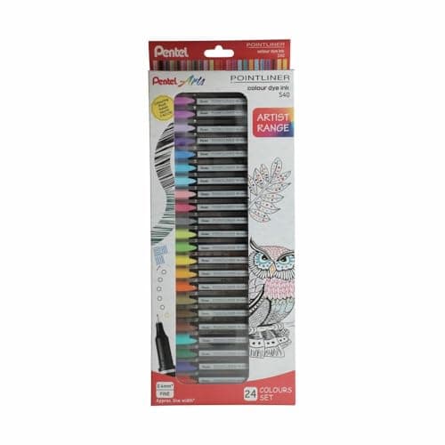 Pentel S40 Pointliner Marker Set | Durable Tip & Non-Toxic Ink | Waterbased Fade Resistant Pigment Ink | Ideal for Craft, Drawing, Writing & Marking, 24 Shades (Multicolor) 5