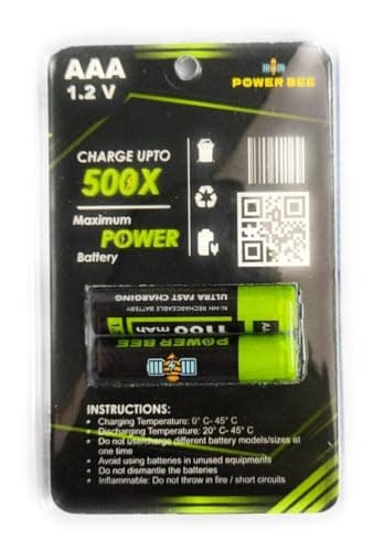 Power-BEE Buttontop AAA 1.2v 1100mAh Rechargeable (Ni-Mh) Powerful Battery (Pack of 2), Ideal for Trimmer, Remote, Toys, Clock,Camara, Torch 5
