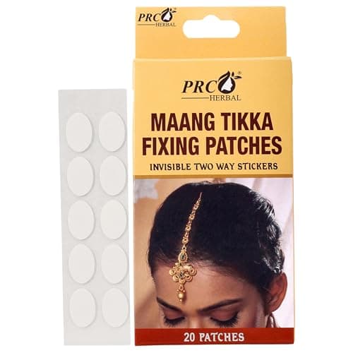 PRC HERBAL Maang Tikka Fixing Patches - Invisible Double-Sided Stickers for Secure Hold | Skin-Friendly, Long-Lasting | 40 Patches (2 Packs of 20)