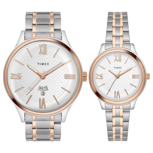 TIMEX Empera Round 43mm Silver Dial Analog Pair Watch - TW00PR285