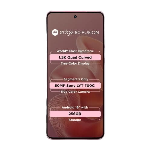 Motorola Edge 60 Fusion 5G (Pantone Zephyr, 8GB RAM, 128GB Storage) | 6.67" pOLED Display | IP68 | 50MP+13MP Rear | 32MP Front Camera | MediaTek 7400 Processor| 5500mAh Battery | 68W Turbo Charger